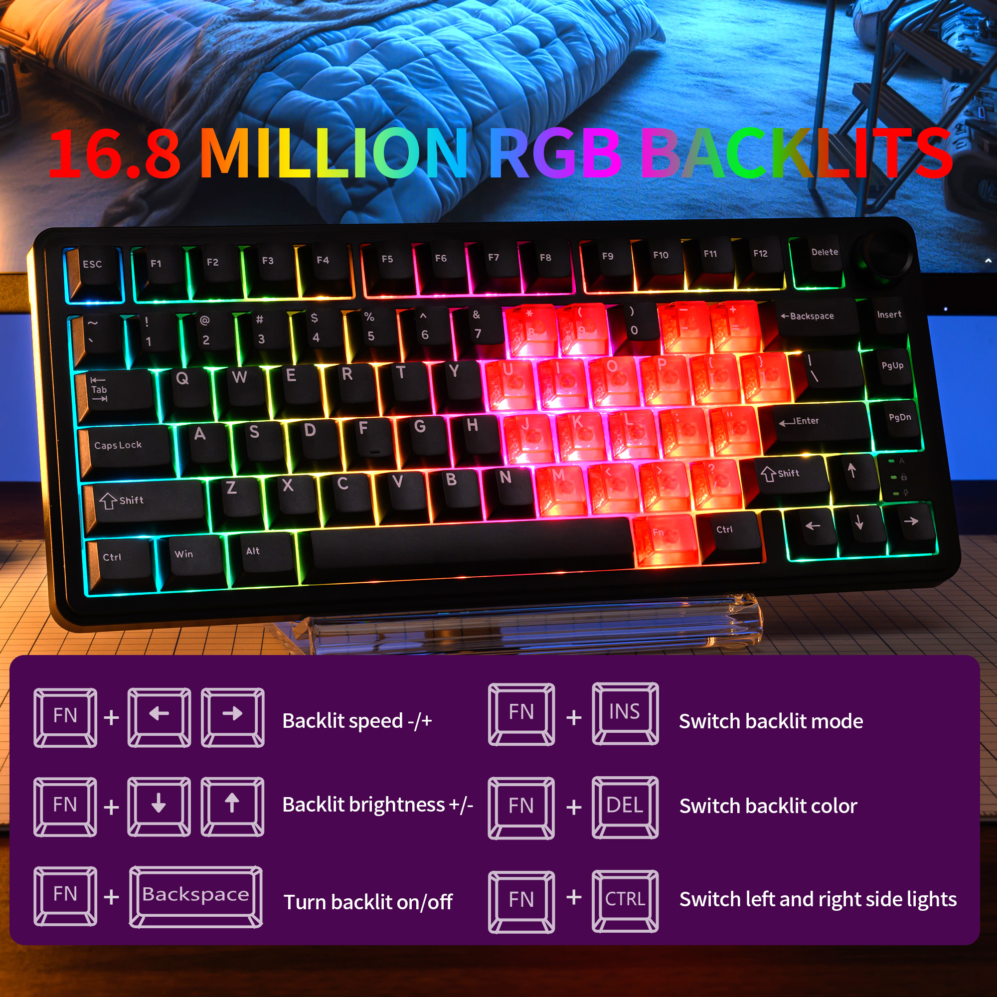 XVX M75 Lumina Tri-Mode 75% Mechanical Keyboard Heart-Shaped Mechanical ...