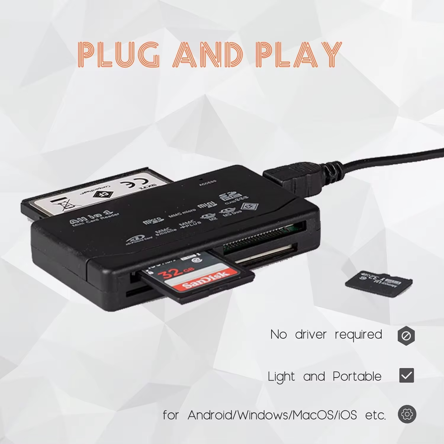 6 in 1 USB Card Reader 480Mbps External Micro SD MMC Mini XD M2 MS TF ...