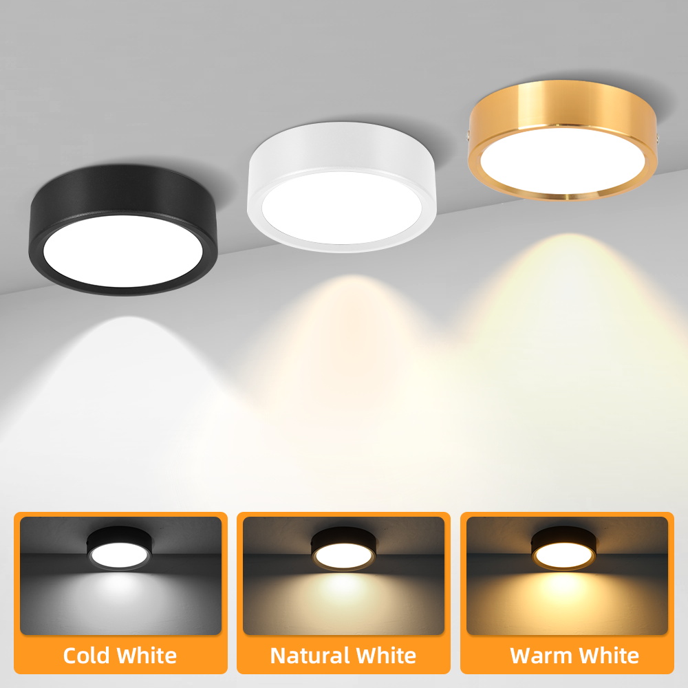 3 Colors Surface Mounted Downlight 5/10/15/25W LED Spotlight Ceiling ...