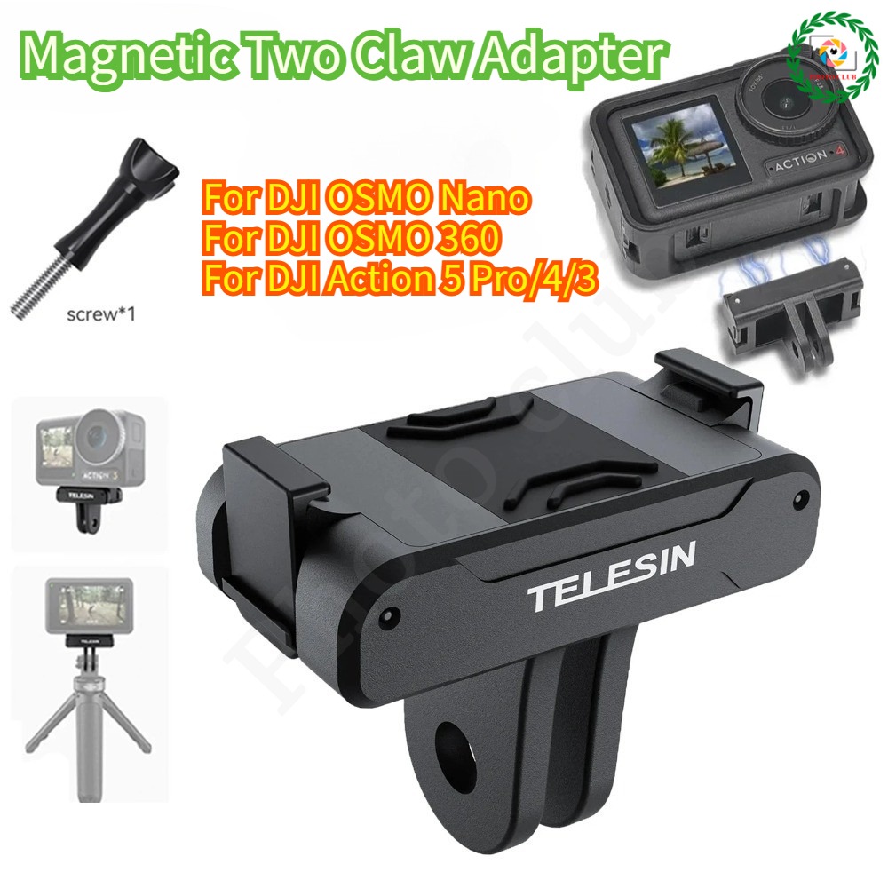 TELESIN Magnetic Two Claw Adapter For DJI OSMO Nano/360 Magnetic Quick ...