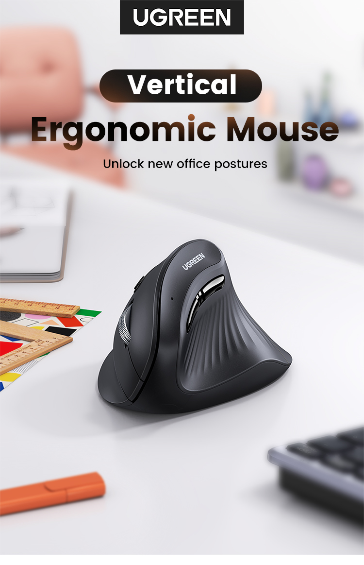 UGREEN Vertical Mouse Wireless Bluetooth5.0 2.4G Ergonomic 4000DPI 6 ...