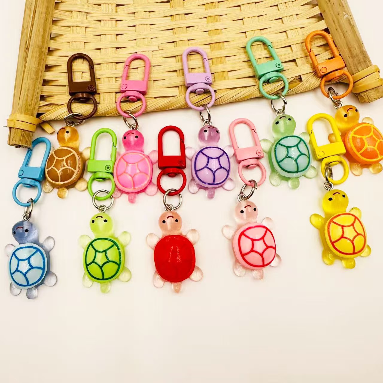 Mini Small Turtle Keychain Colorful Acrylic Animal Pendant Backapck DIY ...