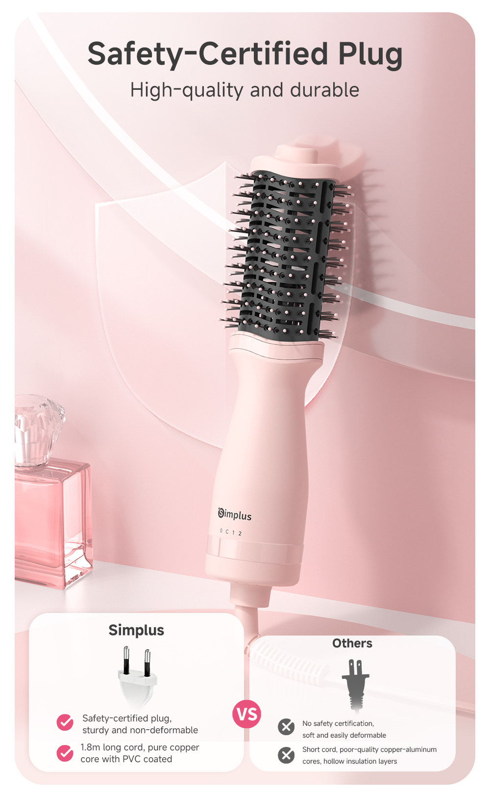 Simplus Hot Hair Brush Comb 4 in 1 Hair Curler Hot Cool Air Curling ...