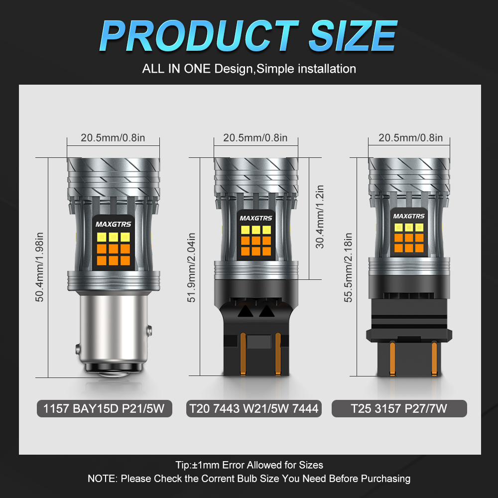 MAXGTRS 2x T20 7443 W21/5W Canbus 3157 LED Double Switchback Amber Dual ...