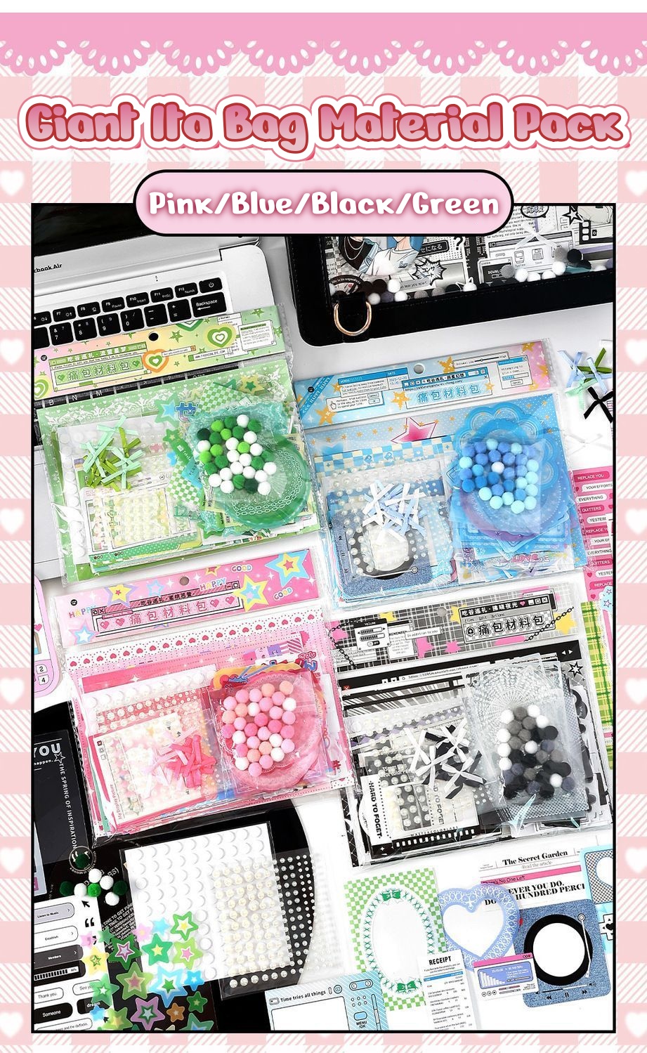 200pcs Ita Bag Decoration Kits Material Labels Stickers Paper Material ...