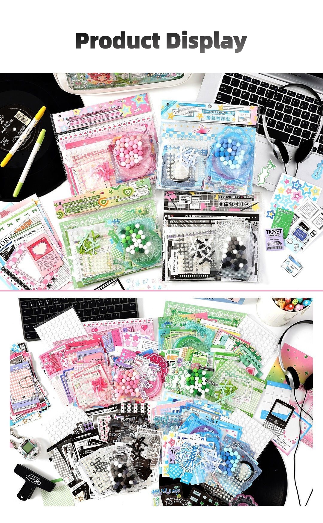 200pcs Ita Bag Decoration Kits Material Labels Stickers Paper Material ...