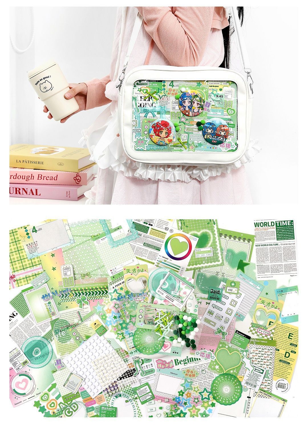 200pcs Ita Bag Decoration Kits Material Labels Stickers Paper Material ...