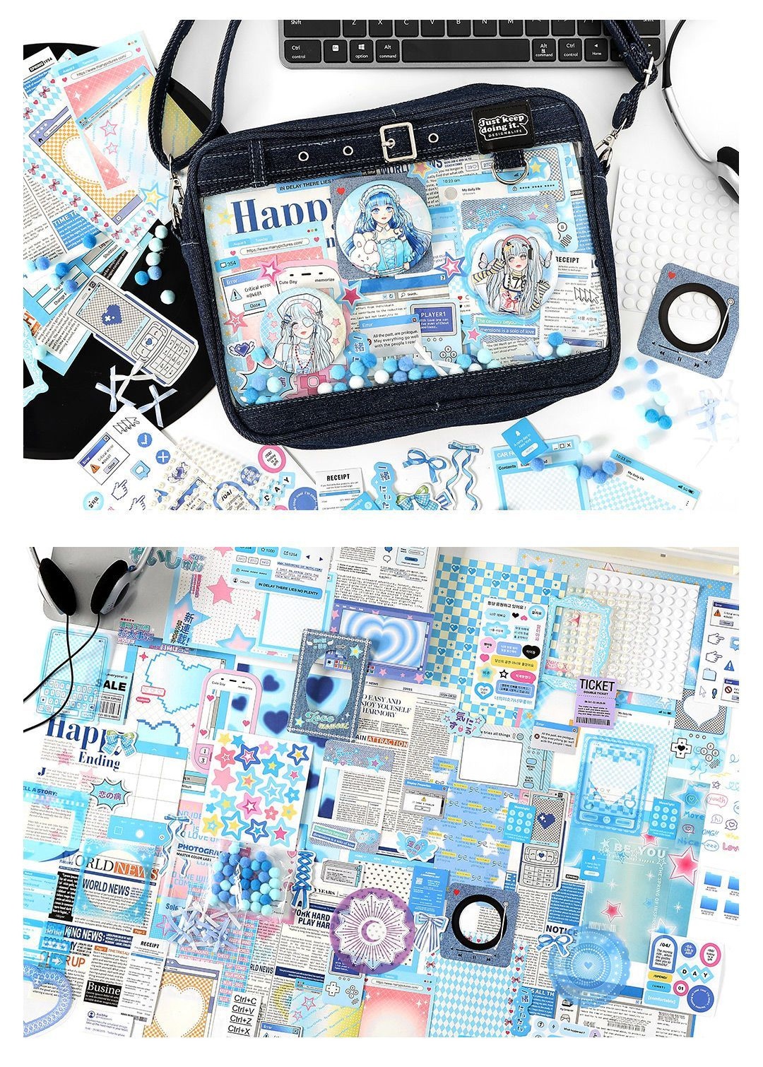 200pcs Ita Bag Decoration Kits Material Labels Stickers Paper Material ...