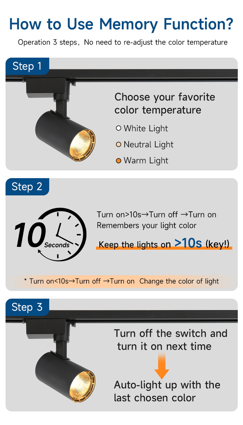 Tri color Track Light Set Track Lamp Led Ceiling Light Spotlight 3/4 ...