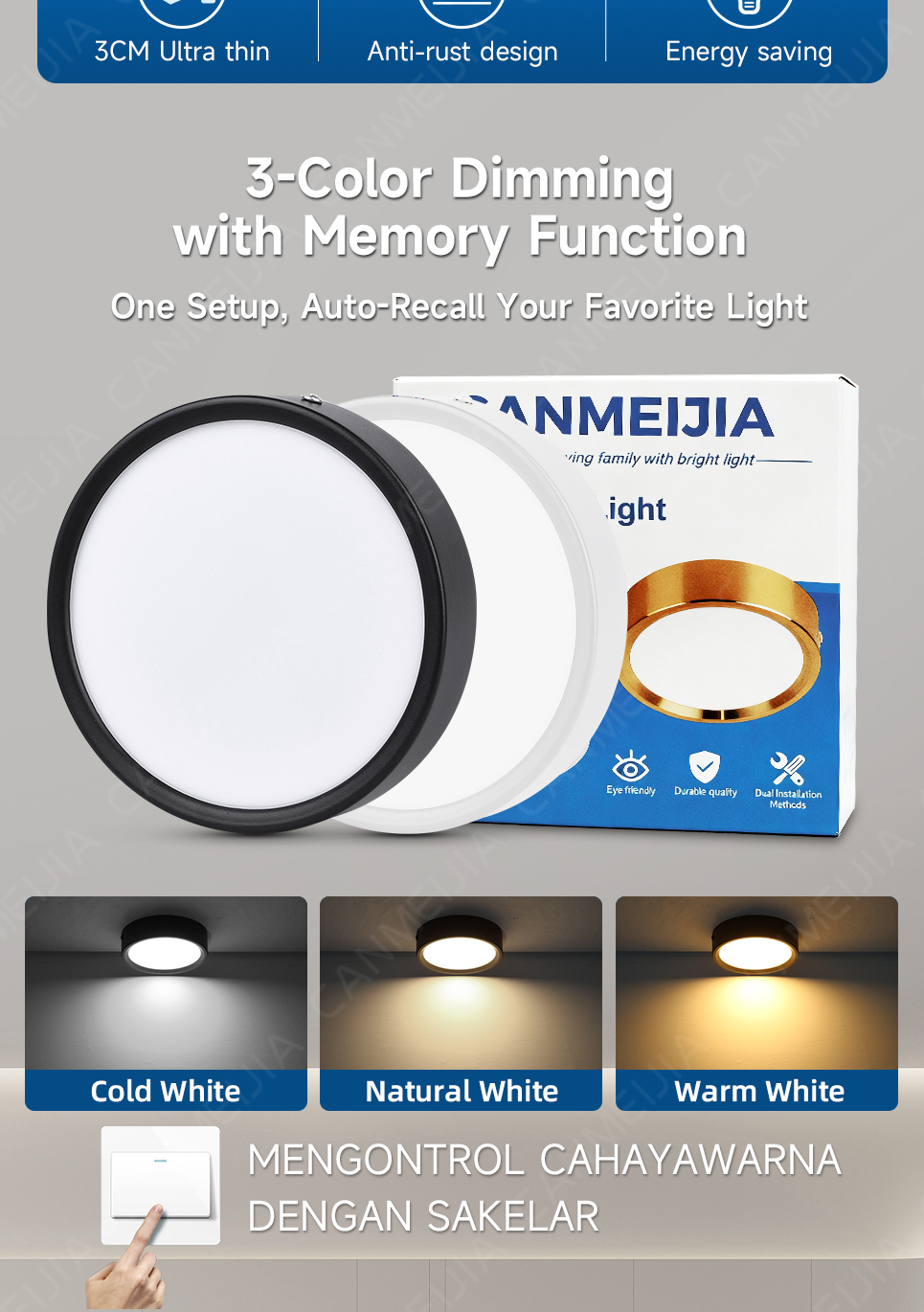 Pin Light Surface Mounted Led Downlight Ceiling Light Tricolor Pinlight ...