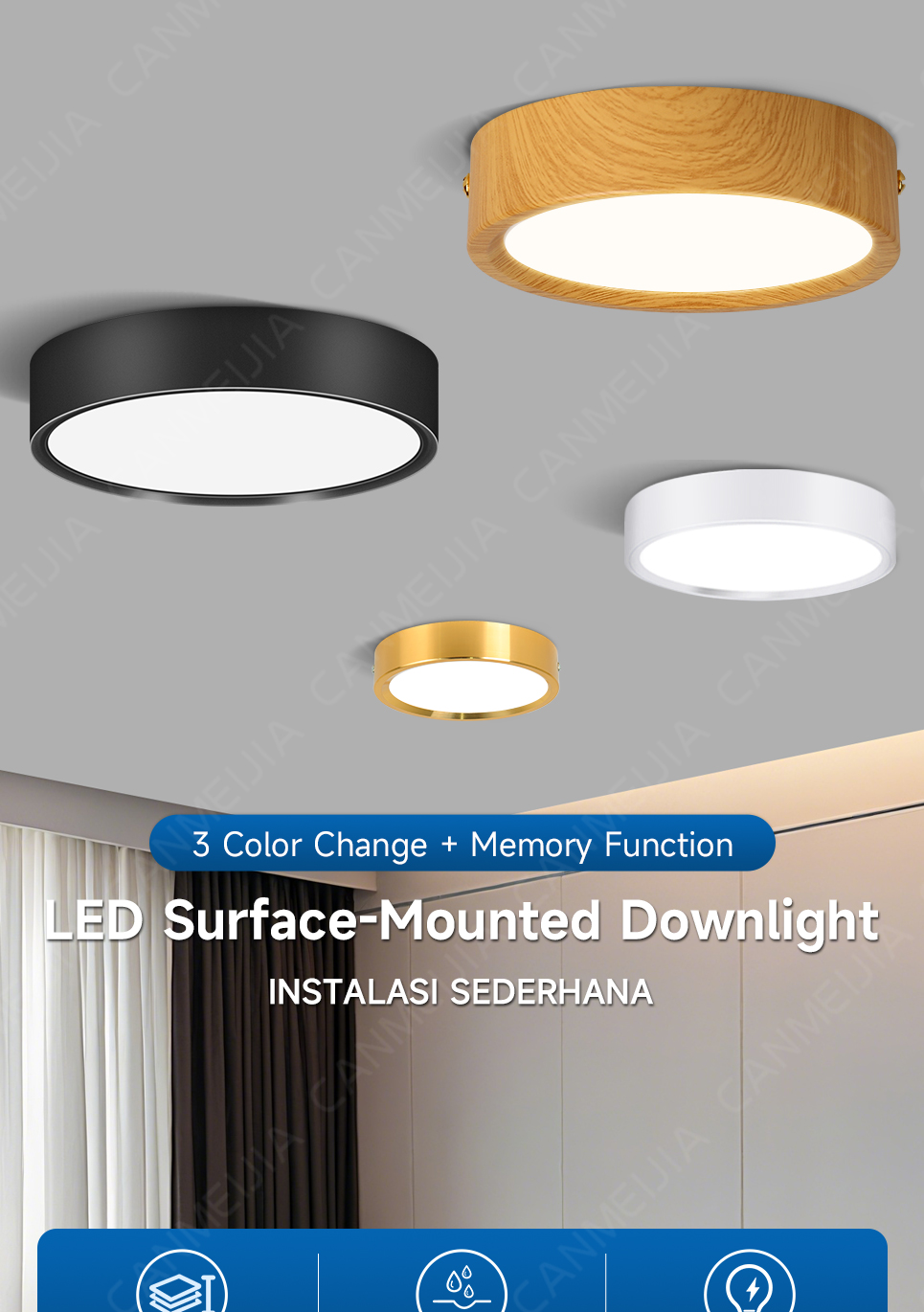 Pin Light Surface Mounted Led Downlight Ceiling Light Tricolor Pinlight ...
