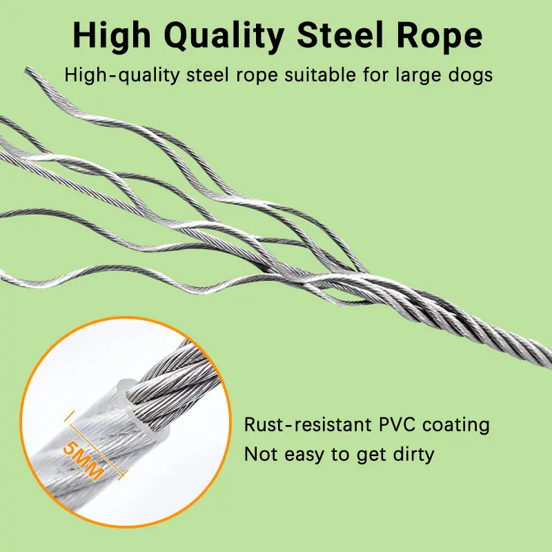 Steel Wire Dog Leash Extra-long Stainless Steel Dog Leash Durable Anti ...
