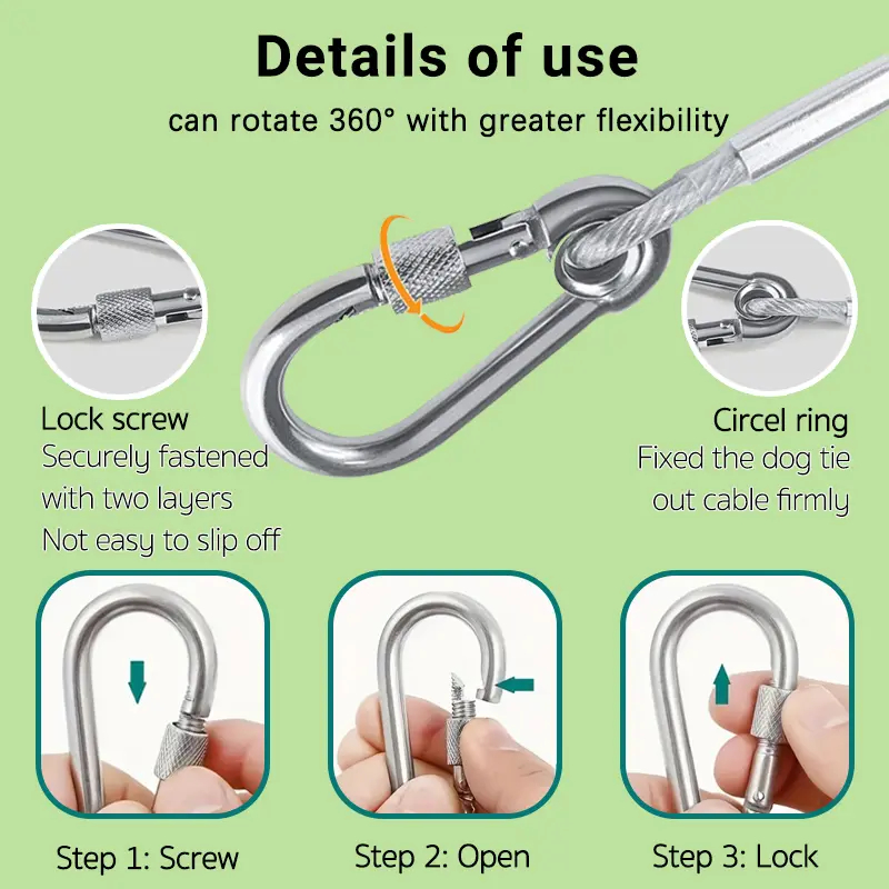 Steel Wire Dog Leash Extra-long Stainless Steel Dog Leash Durable Anti ...