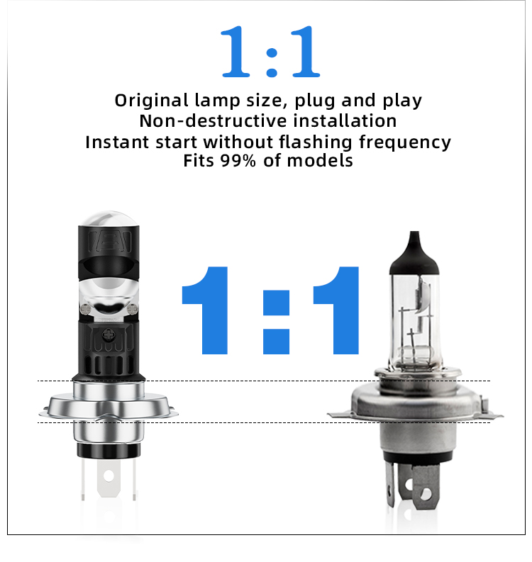 CHEMINI 1PC P15D T19 H6 H4 High Low Laser 6000K 12W headlight bulb led ...