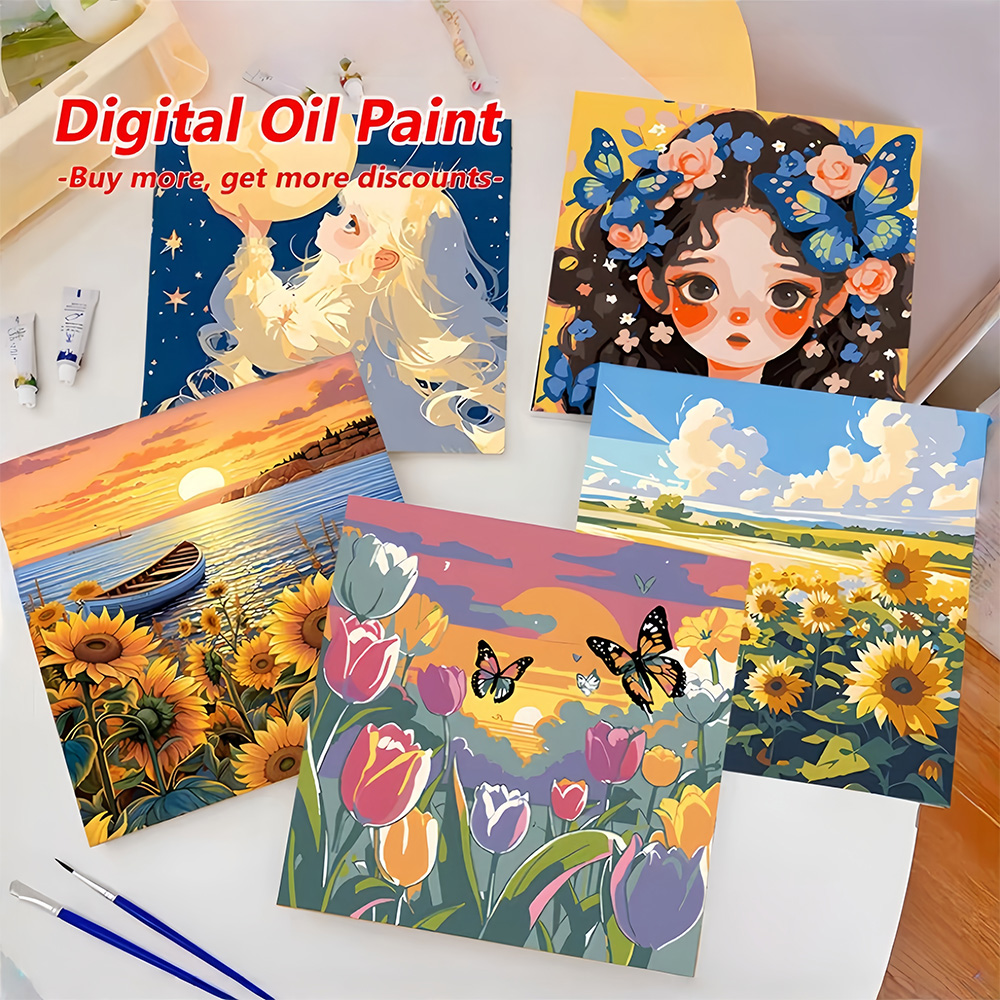 【New models】Digital Oil Paint By Numbers 20x 20cm Canvas Frame Number ...