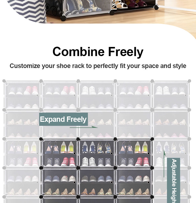 Shoe Cabinet Dustproof Stackable Shoe Rack Foldable Shoe Cabinet with ...