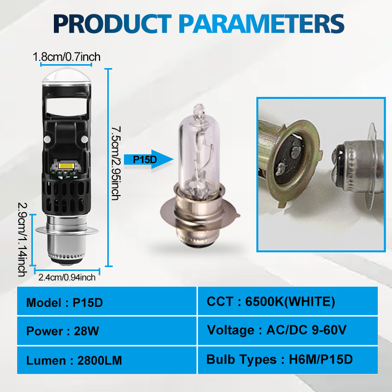 1PC P15D T19 LED Motorcycle Headlight Light Hi/Lo Beam Conversion Kit ...