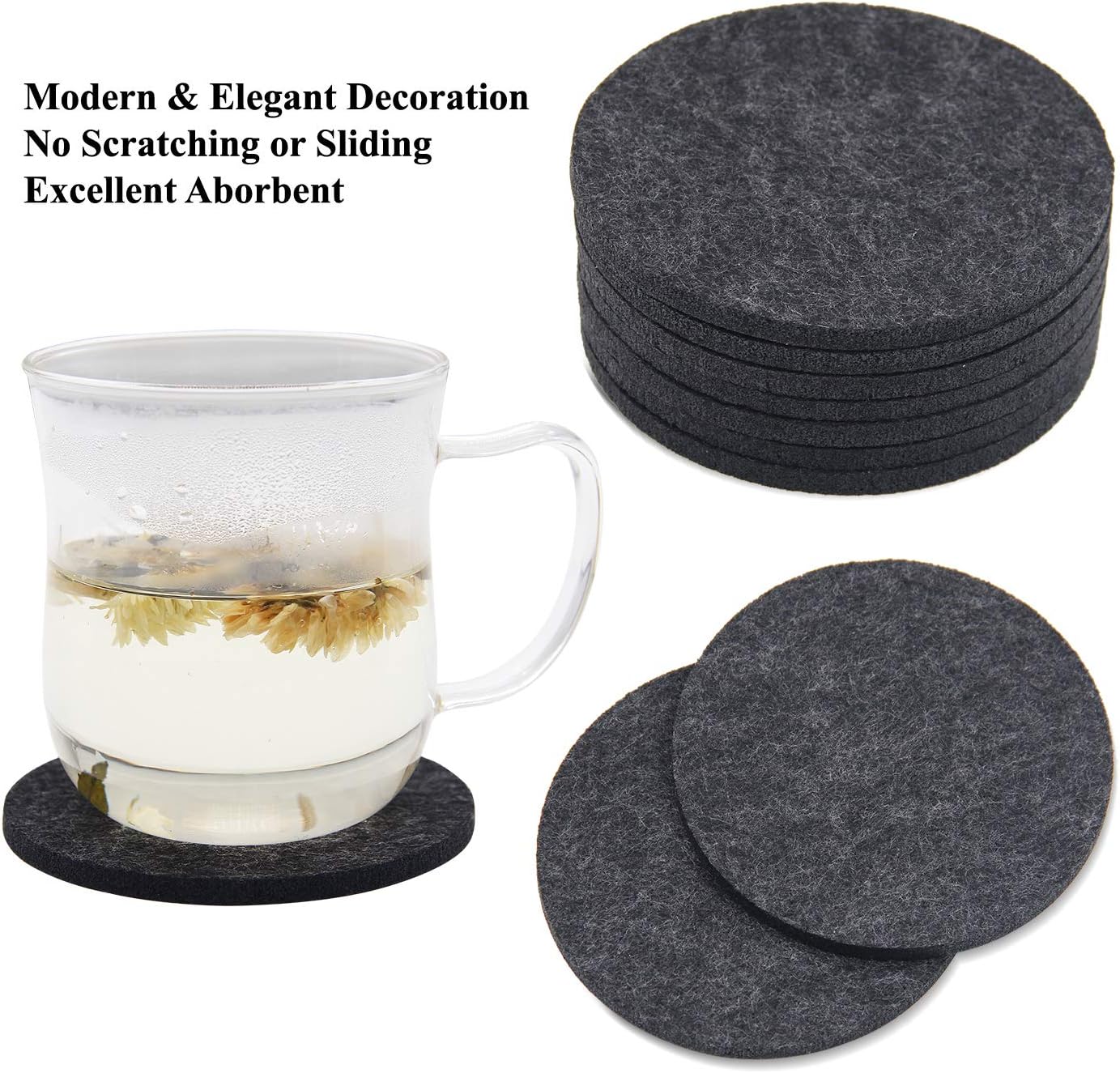 Set Of 8 RoundSquare Heat-Insulated Water-Absorbent Coasters Coaster ...