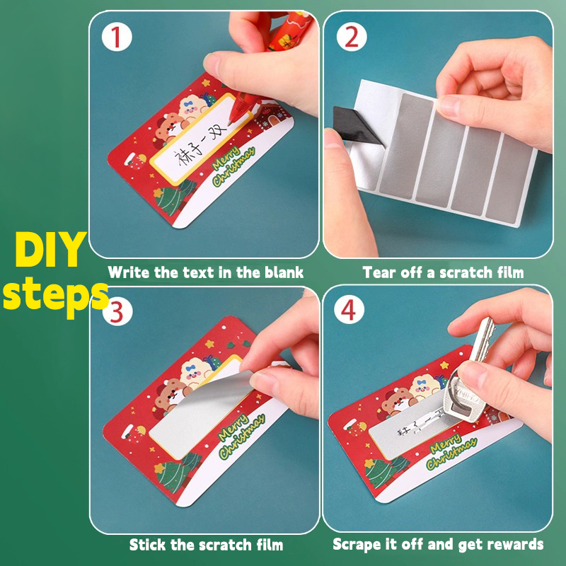 80Sheets Christmas Scratch Card diy Reward Handwritten Lucky Draw Cards ...
