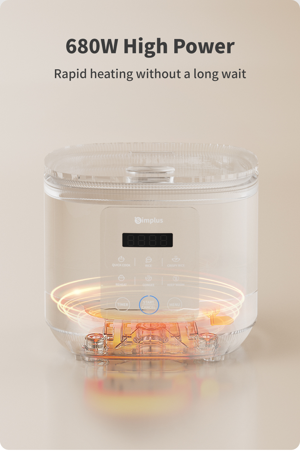Simplus Rice Cooker 4L Nonstick Inner Pot 24-hour Delay Timer & 6 ...