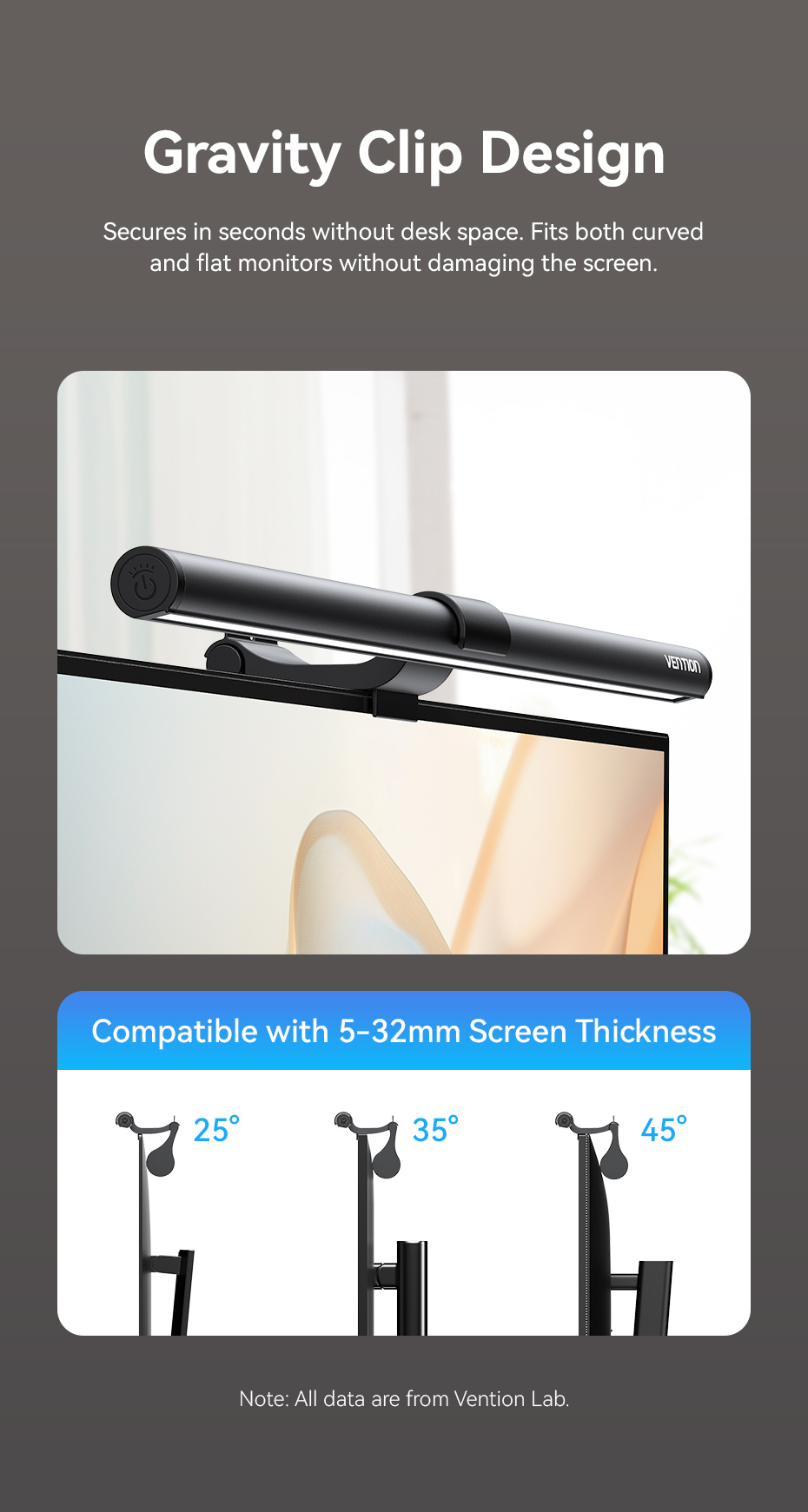 Vention USB Clip Screen Monitor Light Bar Aluminum Alloy Black Model ...