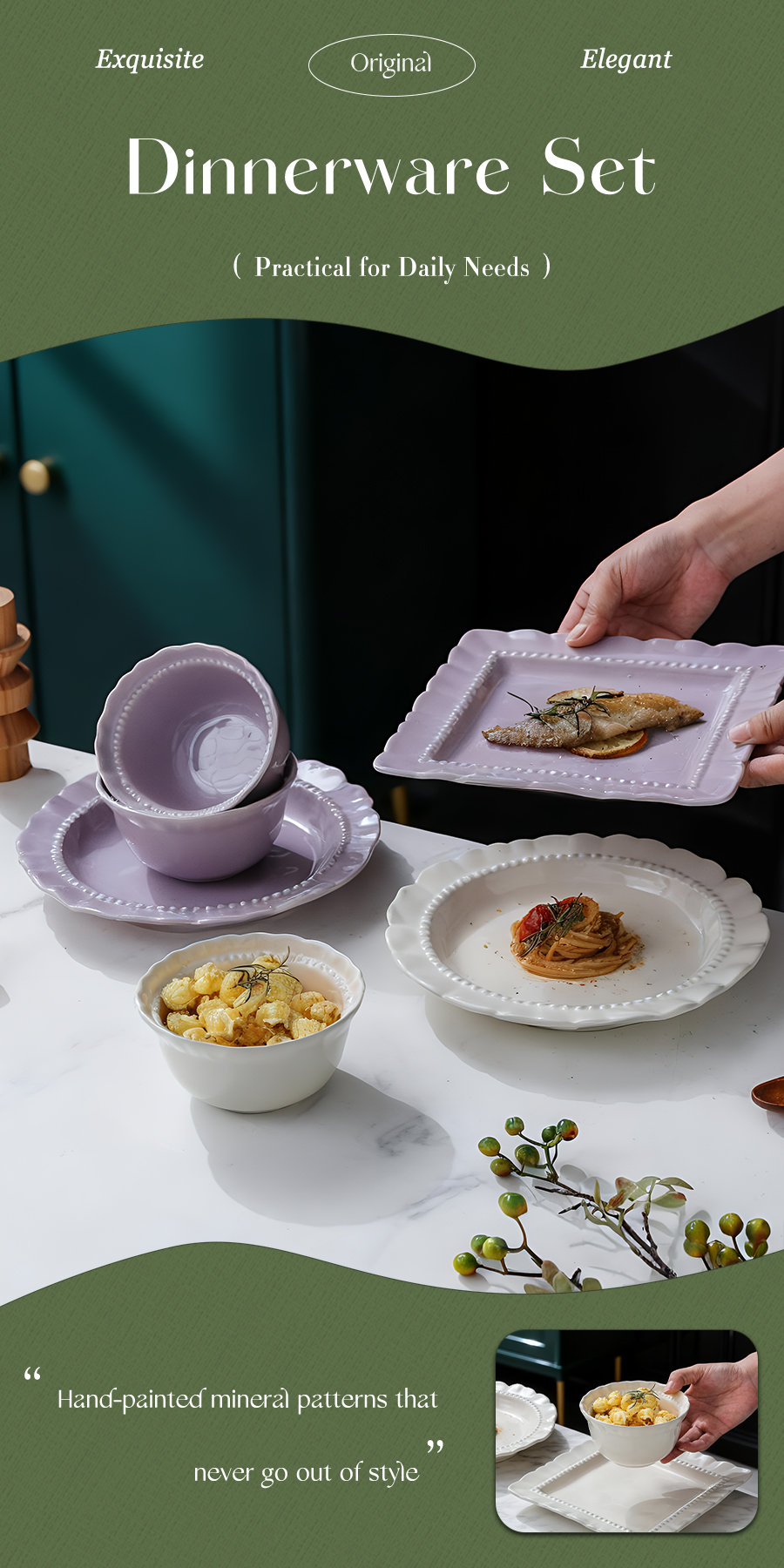 HongDian 2pcs Cream-style solid-color ceramic tableware,household rice ...