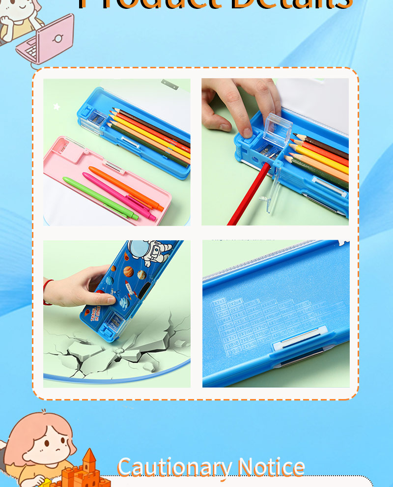 Large Capacity Multifunctional Pencil Case For Kids Boy Dual Sided ...