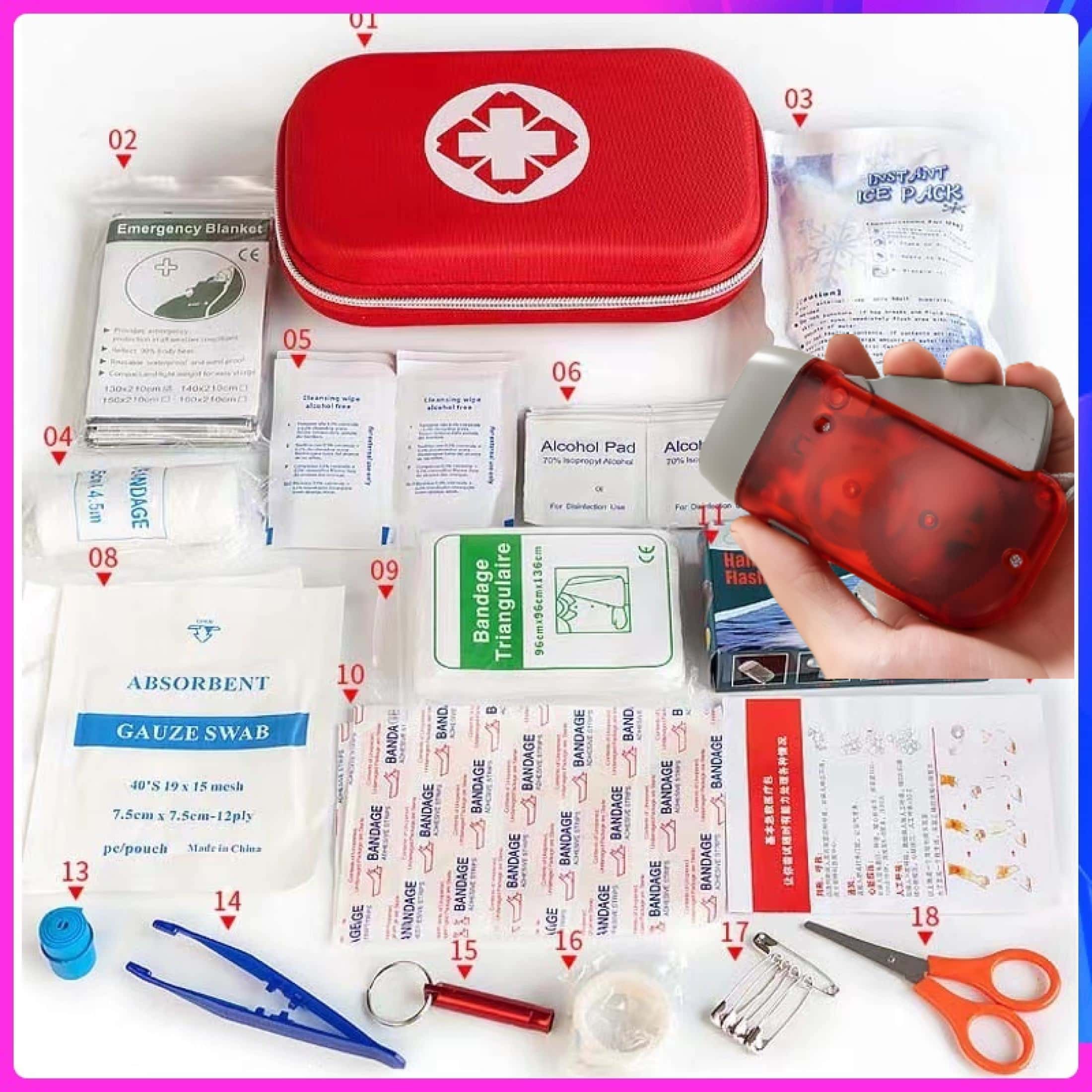 First Aid Kit Set Emergency Kit With Flashlight Medical Kit 47PCS ...