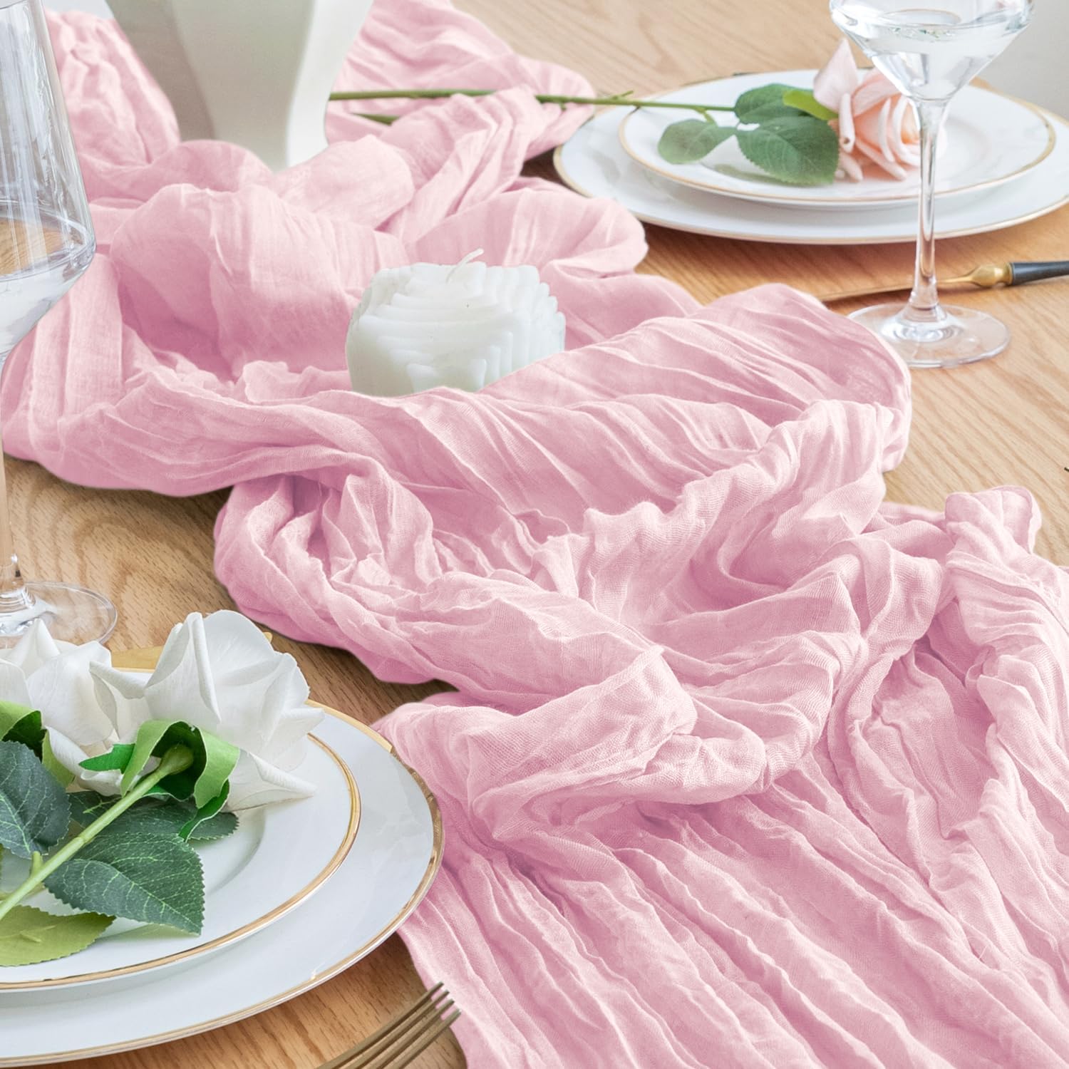 4/6/10 PCS Table Runner Cheesecloth Pink Boho Gauze Cheese Cloth Rustic ...