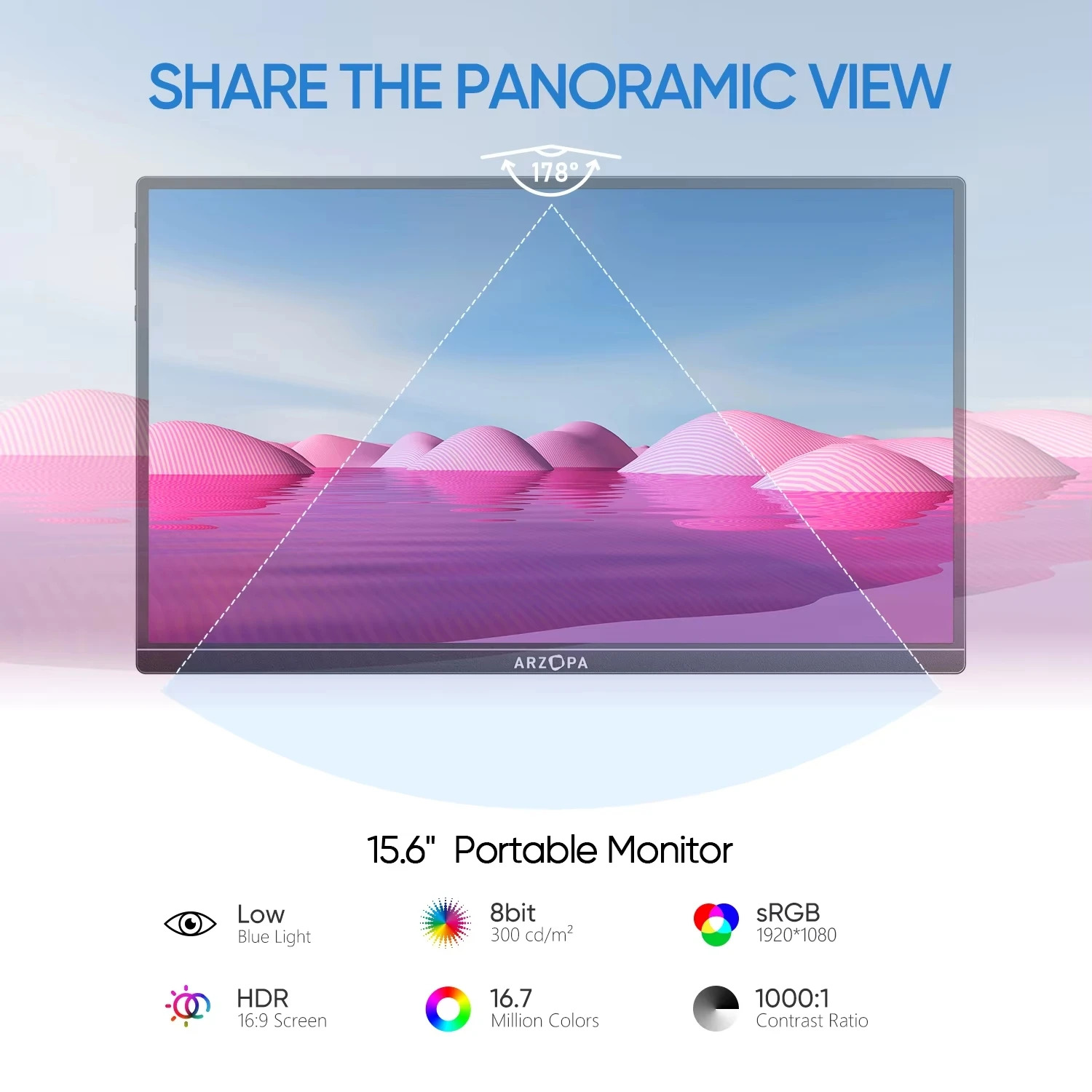 ARZOPA 15.6 Inch Portable Monitor FHD 1080P IPS USB-C Mini-HDMI ...