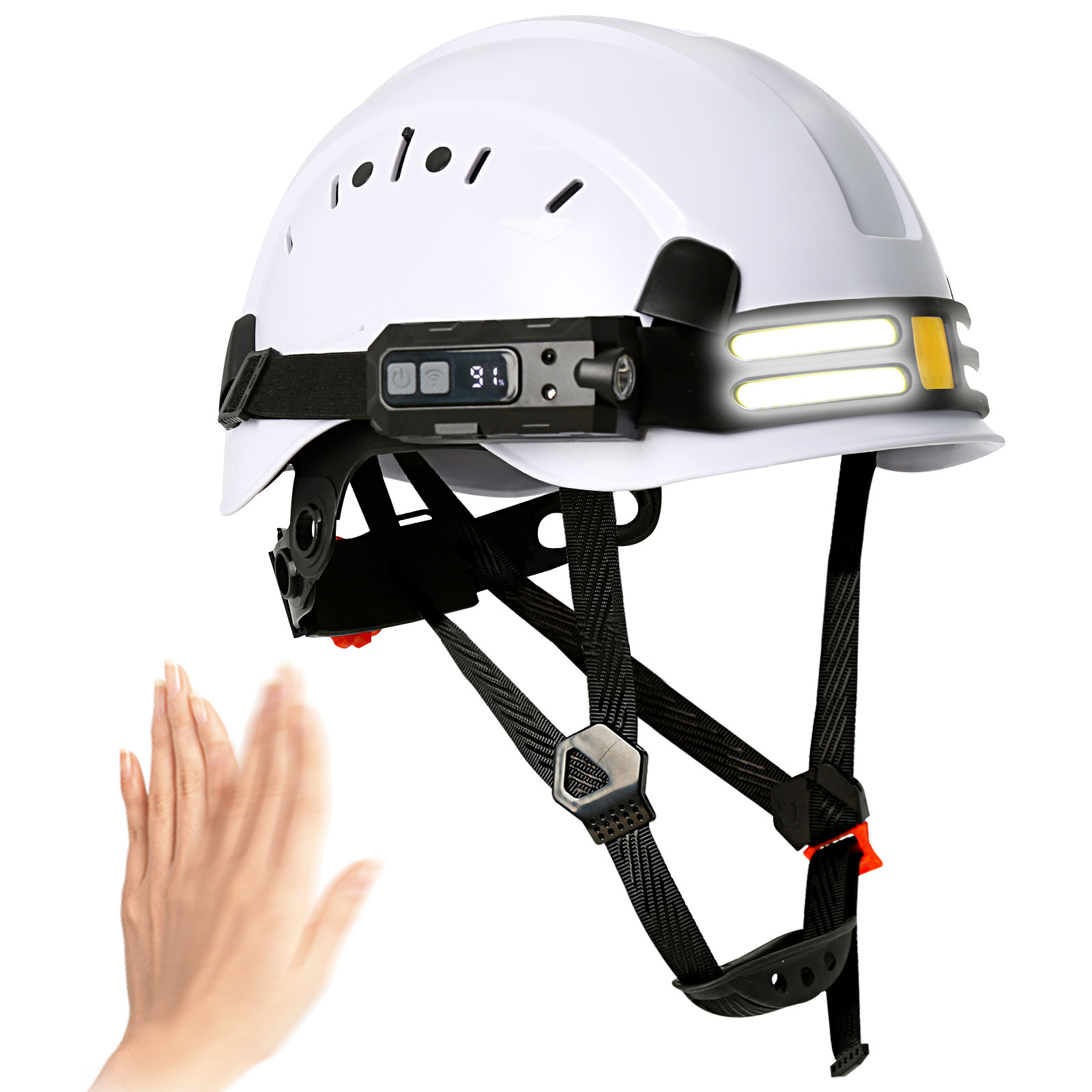 AOLAMEGS ABS Safety Helmet with Induction Headlight Construction patch ...