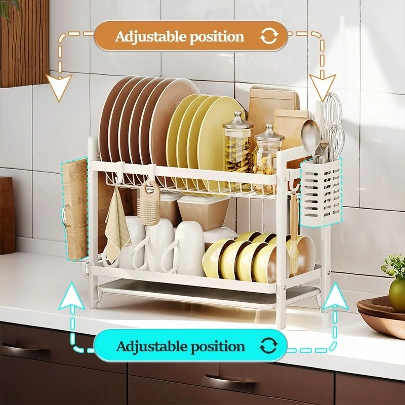 HSY 2/3 Tier Dish Drainer Dish Drying Rack Kitchen Rack Plate Organizer ...