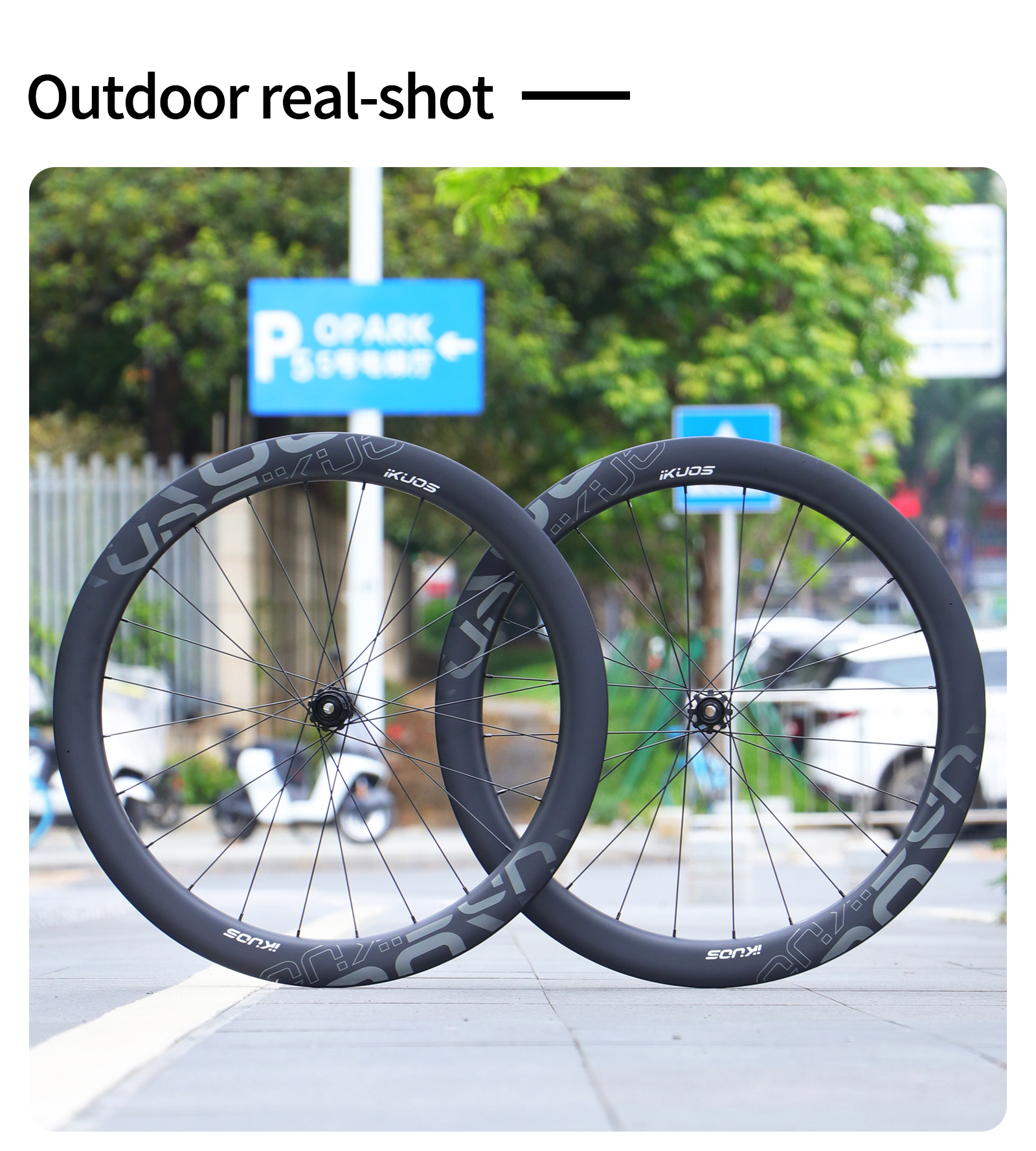 IKUOS High-Profile Carbon Fiber Road Bike Wheelset - 50/65mm Rim Depth ...