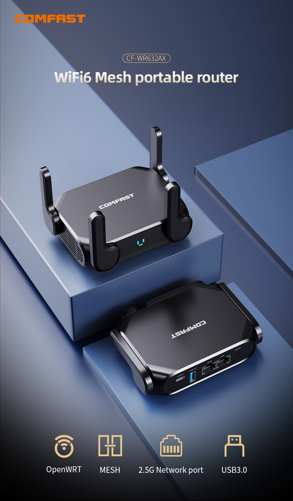 Comfast WiFi 6 Smart Mesh Router - 5G Dual-Band AX3000 High-Speed USB 3 ...