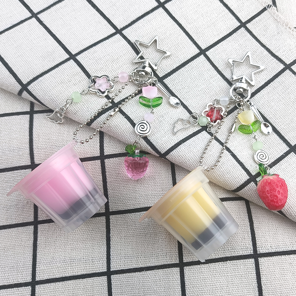 Japanese Pudding Keychain, Pink Yellow Egg Flan Charm, Y2K Heisei Retro ...