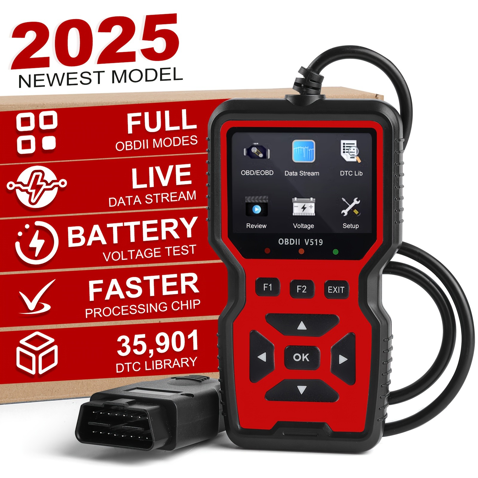 OBD2 Car Diagnostic Tool with Battery Check - Engine Fault Light Code ...