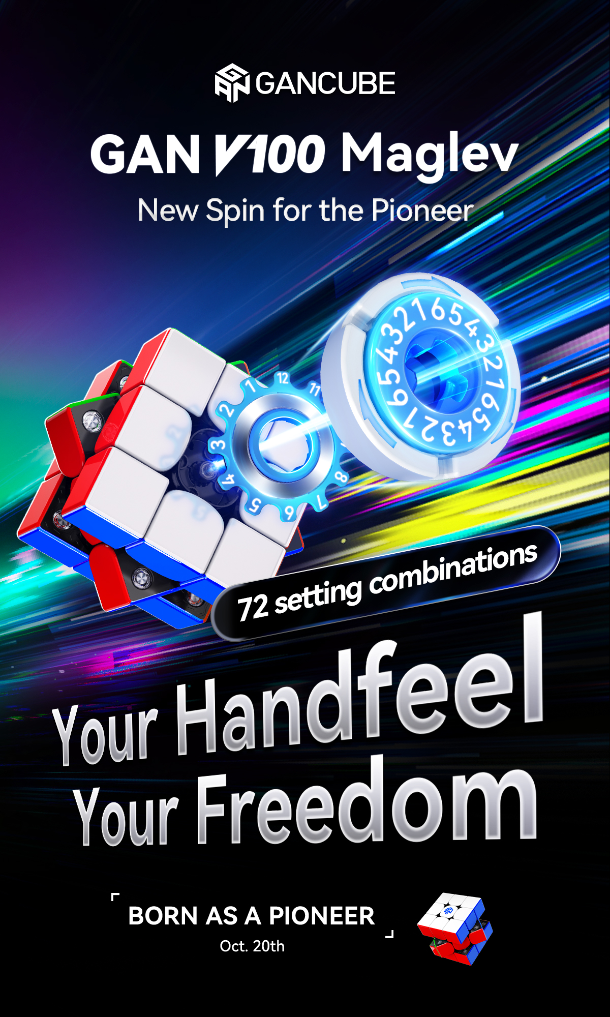 Gan V100 Maglev UV New Spin for The Pioneer Black Core 3x3 Speed Cube ...