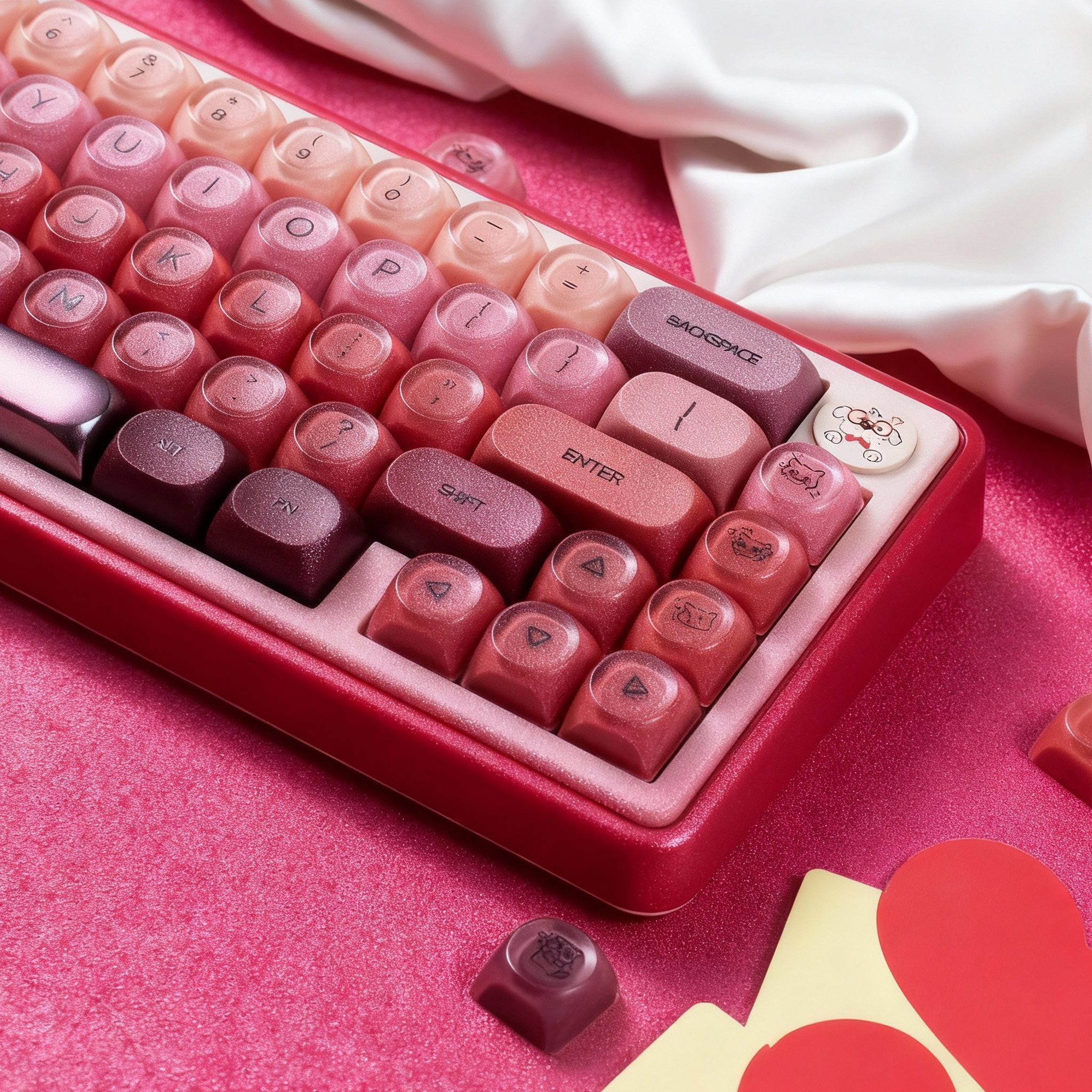 132 Keys Lipstick Semi Transparent PBT Keycap HOA Profile Double Shot ...