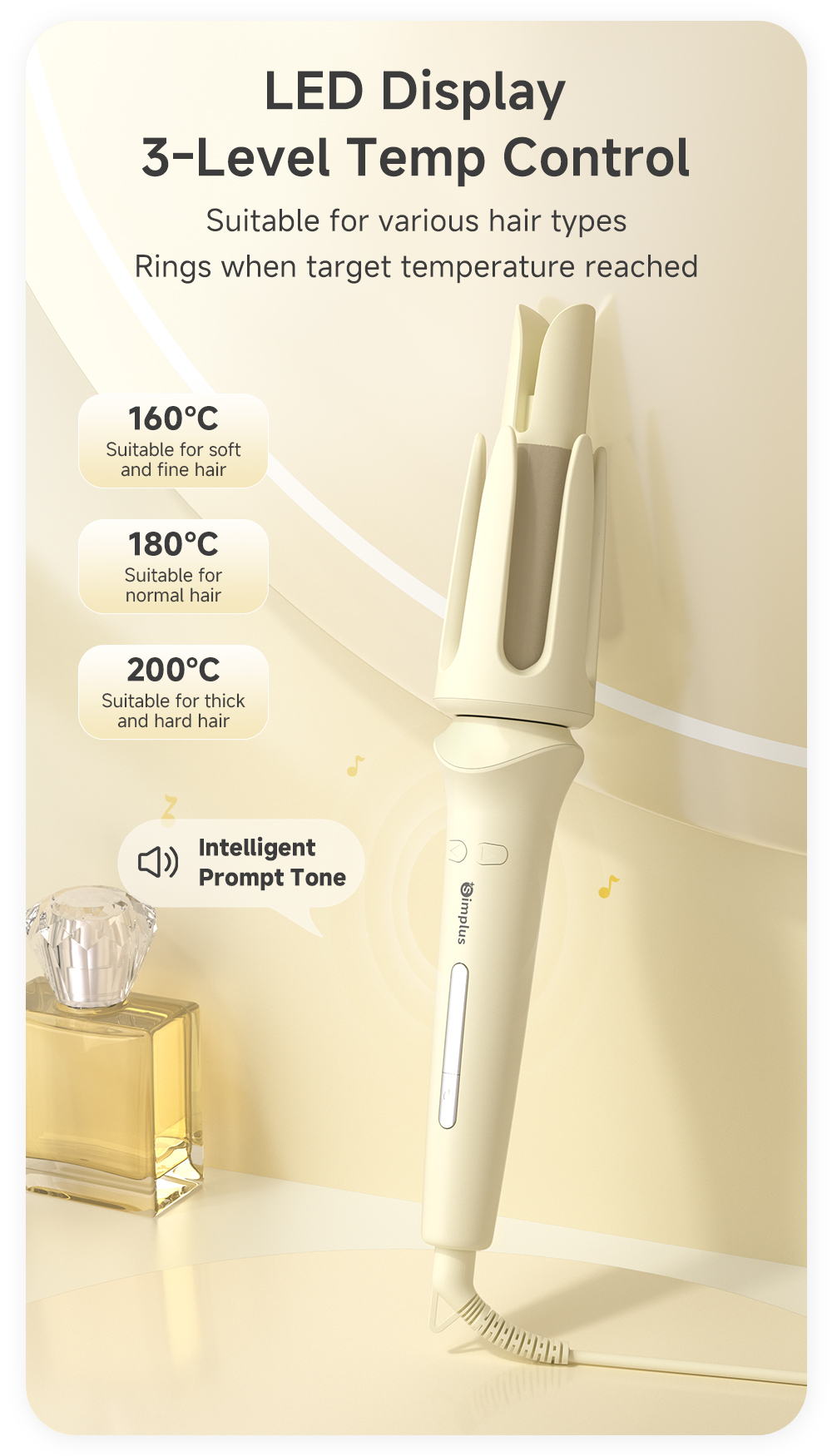 Simplus Automatic Hair Curler 28mm Curl Diameter Egg Roll Style 3 ...