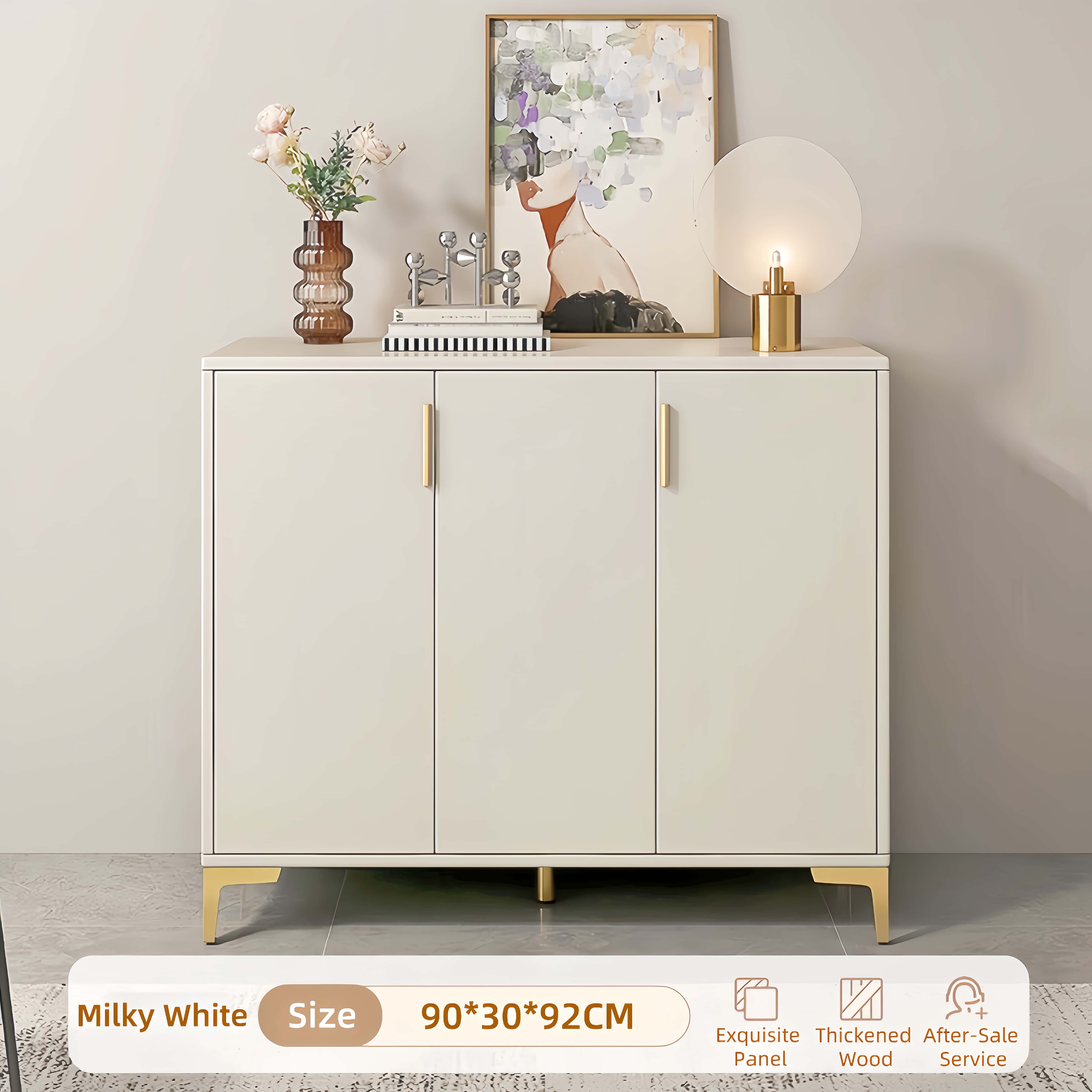 Wooden shoe rack cabinet high-capacity organizer wood Cream-colored ...