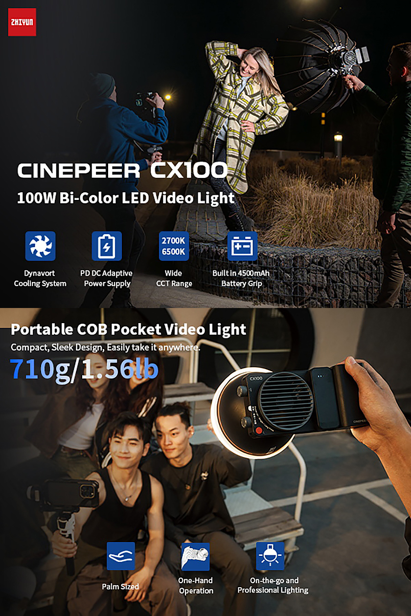 ZHIYUN CINEPEER CX100 LED Video Light, 100W COB Studio Light, with ...