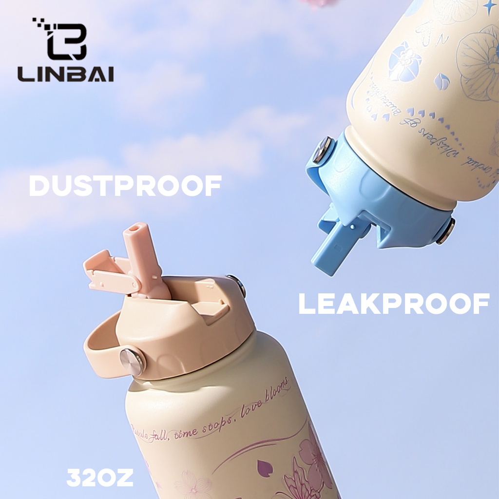 LINBAI Flask Straw Lid Cap and Silicone Boot for Wide Mouth Water ...