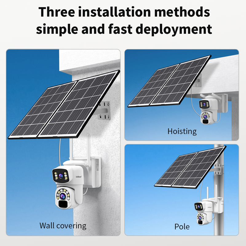 SriHome 4K+4MP Ultra HD Dual Lens 4G SIM Card Solar CCTV Camera No Wifi ...