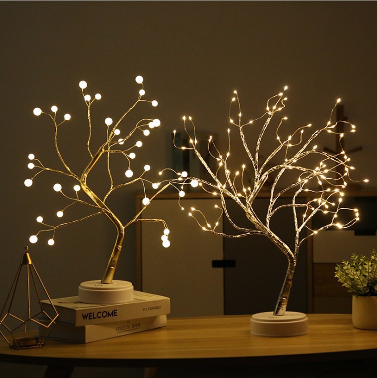 LED Fairy Tree Night Light Mini Christmas Tree DIY Table Desk Lamp ...