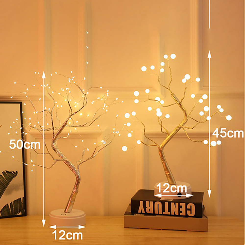 LED Fairy Tree Night Light Mini Christmas Tree DIY Table Desk Lamp ...