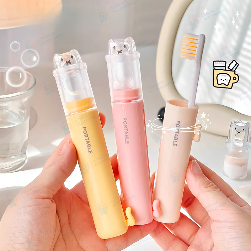 Portable Travel Toothbrush and Toothpaste Set, 2-in-1 Mini Toothbrush ...