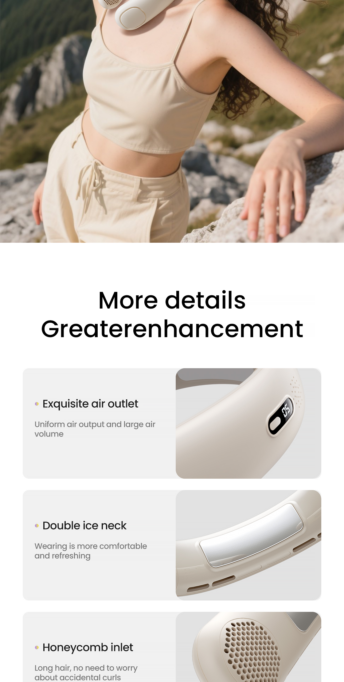 MAXAWEI Neck Fan 5000mAh Battery life 16 hours Portable Fan Rapid ...