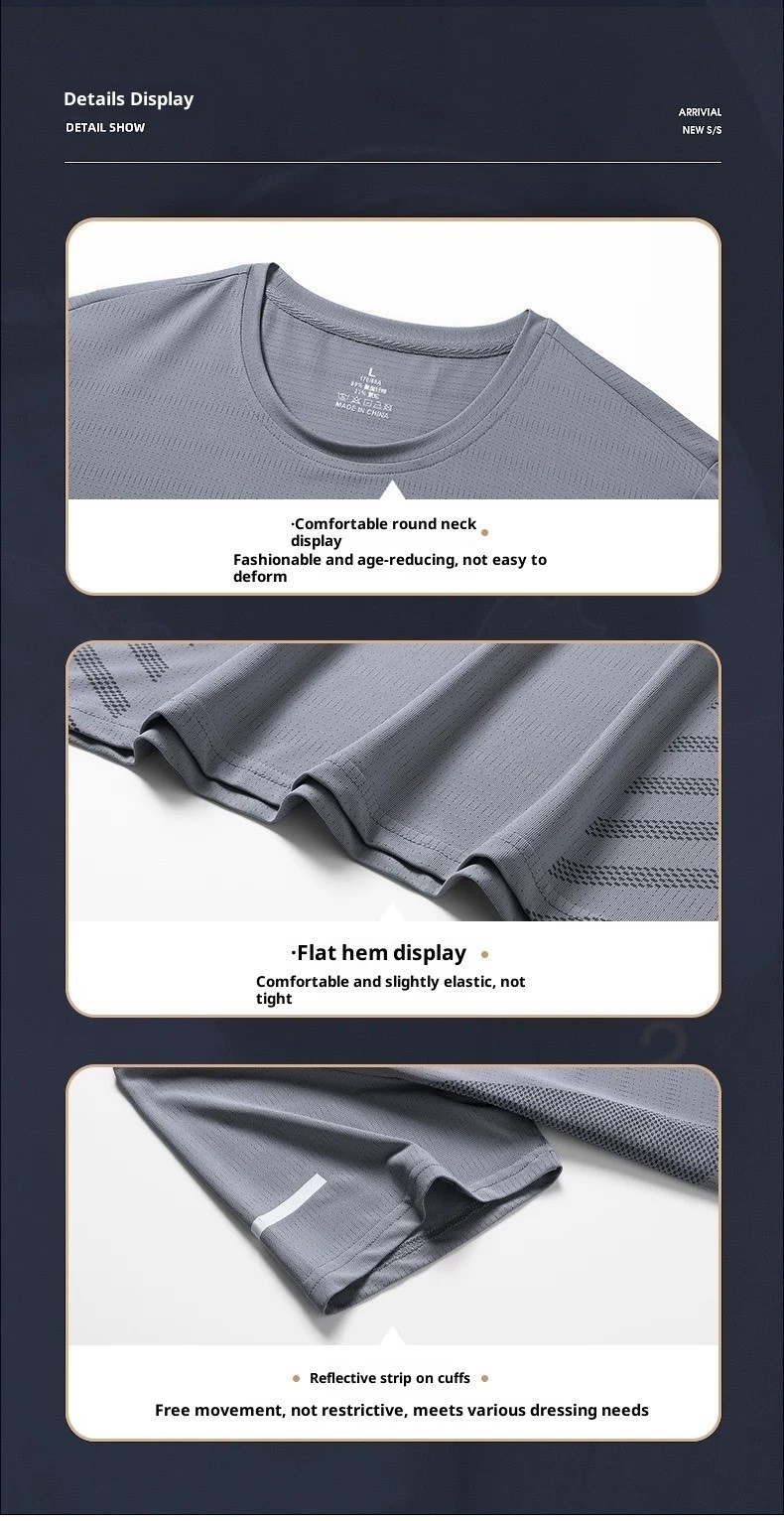 ZENOX Men's Ice Silk Quick Dry Mesh T-Shirt Breathable Loose Fit Sports ...