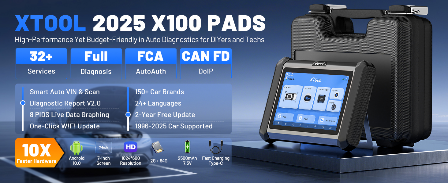 XTOOL X100PADS OBD2 Scanner with EEPROM Key Programming Full System ...
