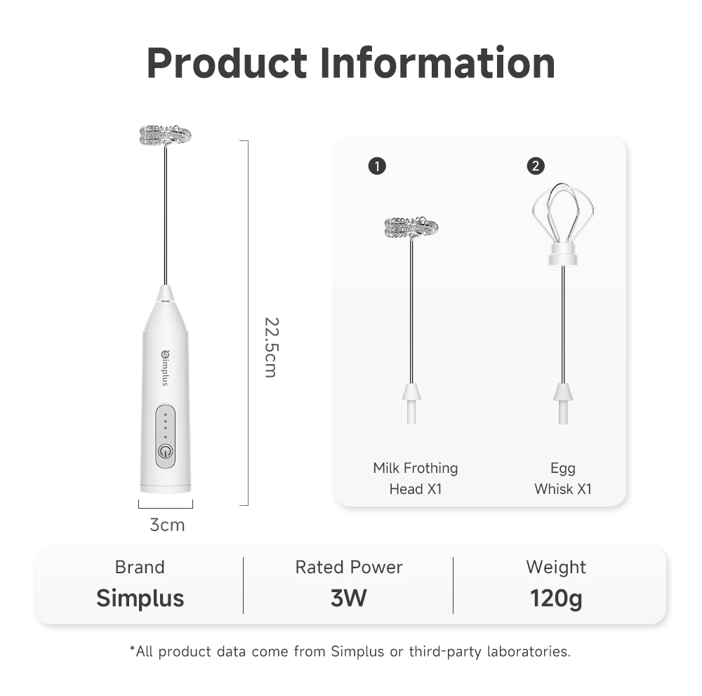 Simplus Electric Handheld Mixer Milk Frother & Egg Whisk Long-Lasting ...